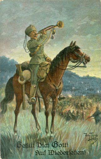 Trompeter mit Pferd, "Behüt Dich Gott", sign. Arthur Thiele