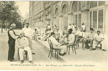 Friseur, wartende Kunden, Damespiel, 1916