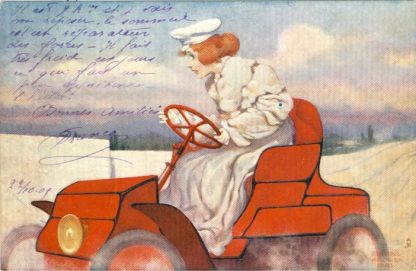 Dame im Auto, sign. Raphael Kirchner