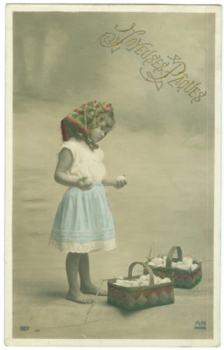 Ostern, Mädchen, Körbe mit Eiern, 1912