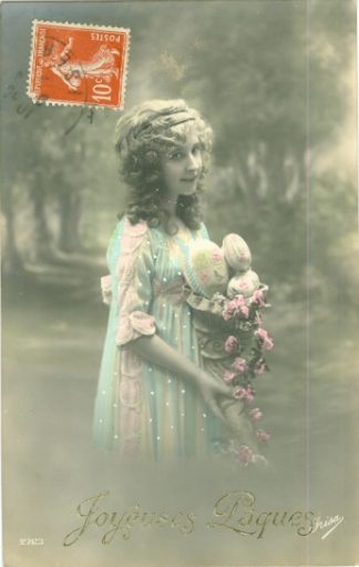 Ostern, Mädchen, Eier, Blumen, um 1910