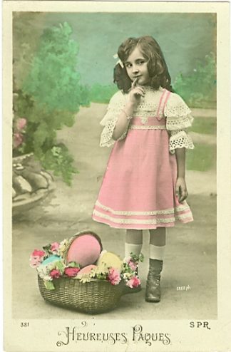 Ostern, Mädchen, Eier, Blumen, um 1910