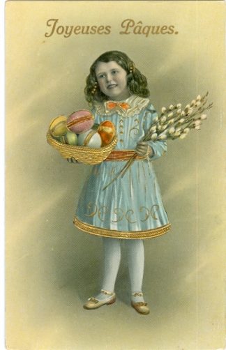 Ostern, Mädchen, Eier, Palmkätzchen, 1913