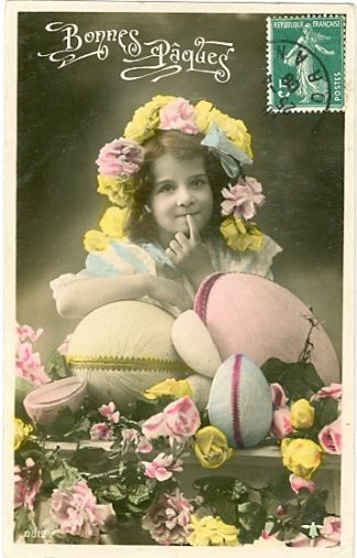 Ostern, Mädchen, Blumen, Eier, 1908