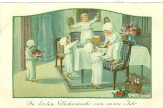 Neujahr, Kinder, Kuchen, sign. Pauli Ebner