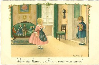 Kinder, Puppen, Besuch, sign. Pauli Ebner