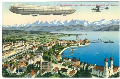 Zeppelin, Luftschiff über Friedrichshafen, 1916