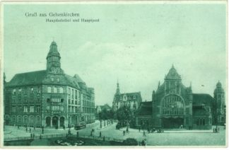 Gelsenkirchen, Hauptbahnhof und Hauptpost, 1925