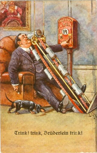Dackel, Mann mit Bierautomat, 1931