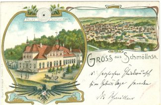 Schmölln, Farb-Litho mit Schützenhaus, 1904