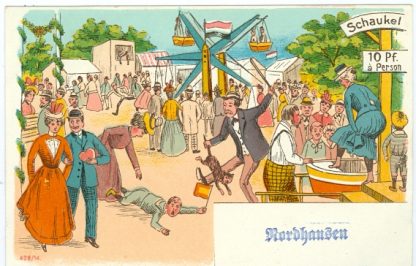 Jahrmarkt, Kirmes, Nordhausen, Farb-Litho