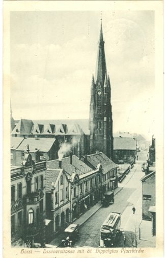 Gelsenkirchen Horst, Essenerstr. m. St. Hippolytus Kirche, 1929