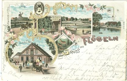 Flögeln, Farb-Litho m. Gasthaus "Zum deutschen Hause"