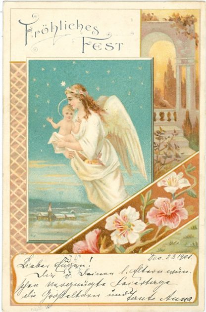 Weihnachten, Engel, Farb-Litho, 1901