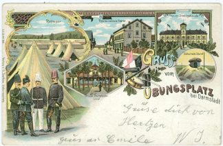 Darmstadt, Farb-Litho, Militär, Übungsplatz, 1901