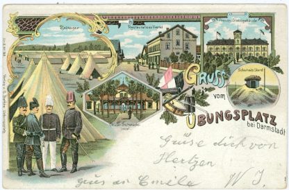 Darmstadt, Farb-Litho, Militär, Übungsplatz, 1901