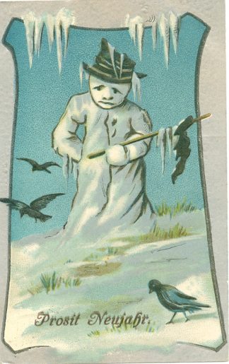 Neujahr, Schneemann, Prägekarte, 1913