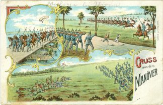 Manöver, Gruss aus dem Manöver, Farb-Litho, 1911