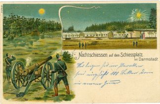 Darmstadt, Nachtschiessen auf dem Schiessplatz, Farb-Litho, 1914