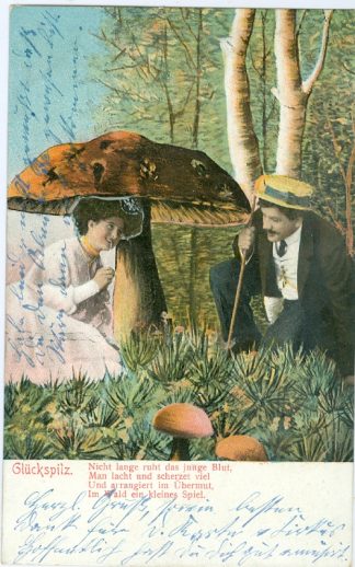 Mann, Frau, Pilz, "Glückspilz", 1904