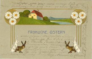 Ostern, Hasen, Jugendstil Prägekarte, 1905