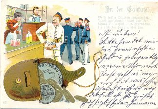 Soldat, Geld, Münzen "In der Kantine", Prägekarte, 1903