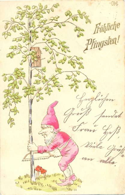 Pfingsten, Zwerg, Prägekarte, 1901