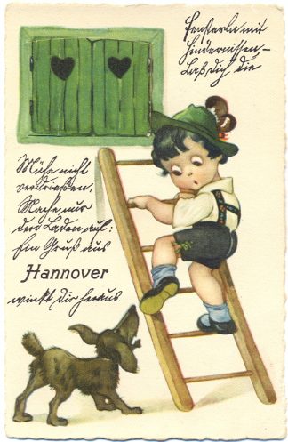 Hannover, Junge mit Hund, Leporello-AK, um 1930