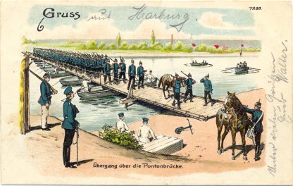 Militär, Soldaten, "Übergang über die Pontonbrücke", 1909