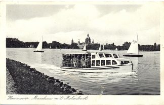 Hannover, Maschsee mit Motorboot, 1952
