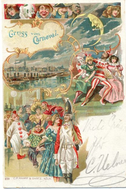 Karneval, Farb-Litho, versandt in Köln, 1900