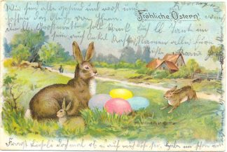 Ostern, Hasen, Farb-Litho, 1904