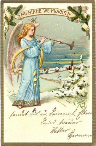 Weihnachten, Engel, Prägekarte, 1904