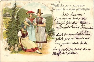 Schwarzwald, Damen in Trachtenkleidung, Farb-Litho, 1909