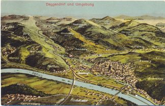 Deggendorf und Umgebung aus der Vogelschau, um 1910/20