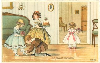 Kinder, Blumen, Kuchen, Kavalier, sign. Pauli Ebner