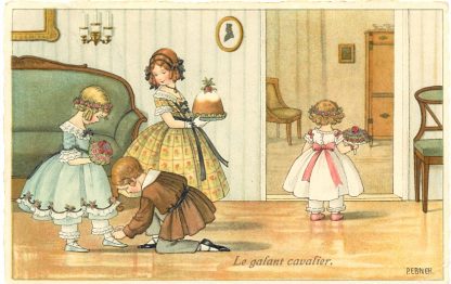Kinder, Blumen, Kuchen, Kavalier, sign. Pauli Ebner