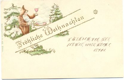 Weihnachten, Zwerg mit Bowle, Prägekarte, 1900