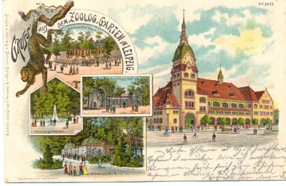 Leipzig, Zoologischer Garten, Zoo, Farb-Litho, 1900