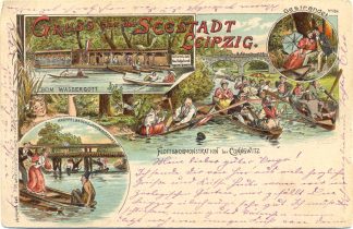 Leipzig, Flottendemonstration bei Connewitz, Farb-Litho, 1896