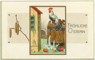 Ostern, Huhn, Eier, Jugendstil AK, um 1910