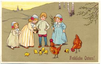 Ostern, Kinder, Hühner, Küken, 1912