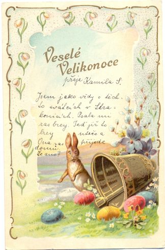 Ostern, Hase, Prägekarte, 1905
