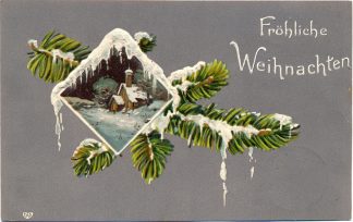 Weihnachten, Tannenzweig, Kapelle, Prägekarte, 1907