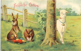Ostern, Hasen, Lamm, Farb-Litho, um 1905/10