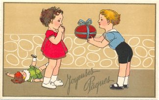 Ostern, Kinder, Ei, Puppe, Farb-Litho, um 1920