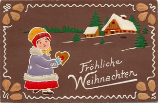 Weihnachten, Mädchen, Lebkuchen Präge AK, um 1910