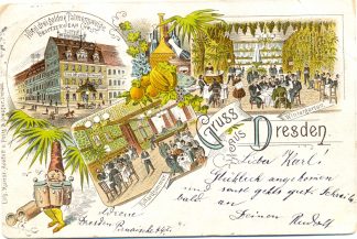 Dresden, Farb-Litho, Hotel "Drei goldne Palmenzweige", 1897