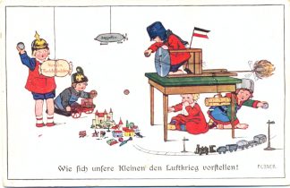 Kinder, Eisenbahn, Zeppelin, Eisenbahn, 1.WK, sign. Pauli Ebner