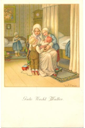 Mutter mit Baby, Kinder, sign. Pauli Ebner